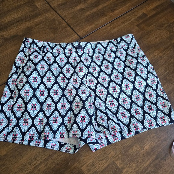 crown & ivy Pants - Crown & Ivy Shorts Womens 14 Chino Casual Preppy Summer Printed Flat Front